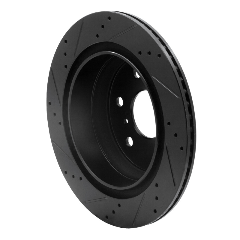 Cadillac Escalade Brake Rotor (1) - Rear Right - R1 Concepts - Drilled & Slotted - Black - `07-`20